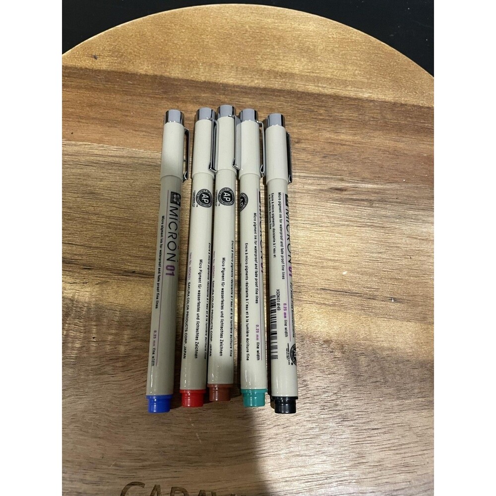 Sakura Pigma Micron 01 Fineliner Pens 0.25mm Multicolor Set Of 5 Japan Art